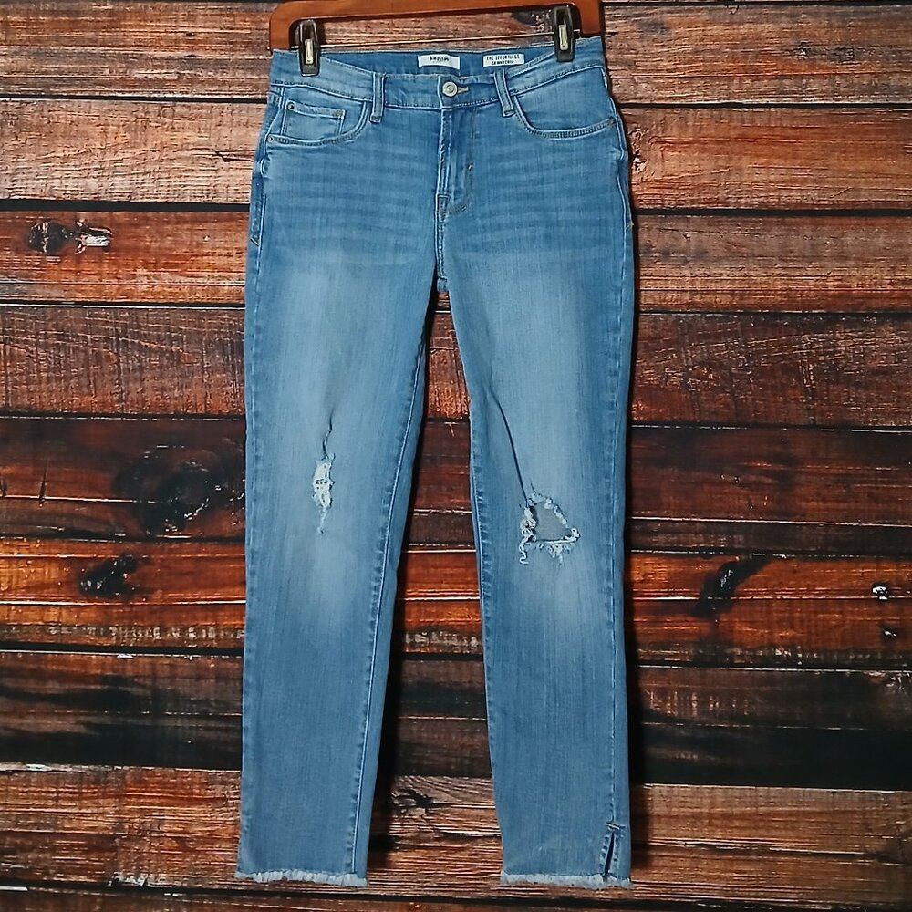 Kensie Jeans 4 27 Effortless Skinny Ankle Crop Distressed Raw Hem Stretch